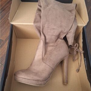 Women's Brown Suede High Heel Boots